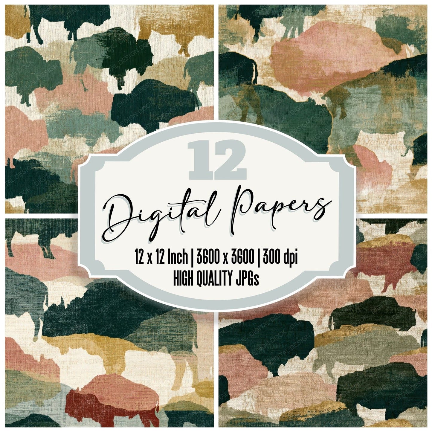 Tapestry Buffalo Dewy Blush Digital Paper Pack (DDD012721)