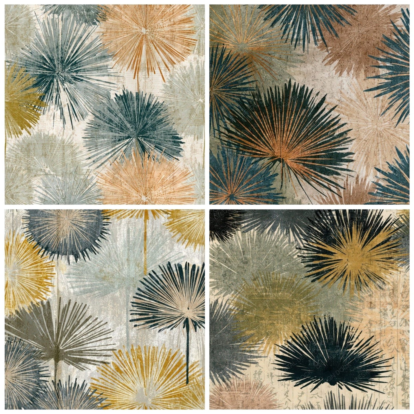 Antique Botanical Urchin Sumi Black Digital Paper Pack (DDD012726)