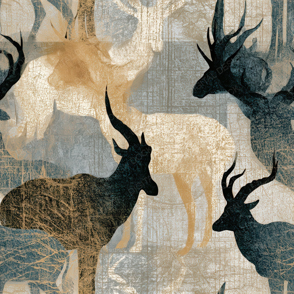 Drypoint Antelope Mushroom Seamless Digital Paper Pack (DDD012728)