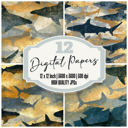 Drypoint Shark Grey Shell Digital Paper Pack (DDD012729)
