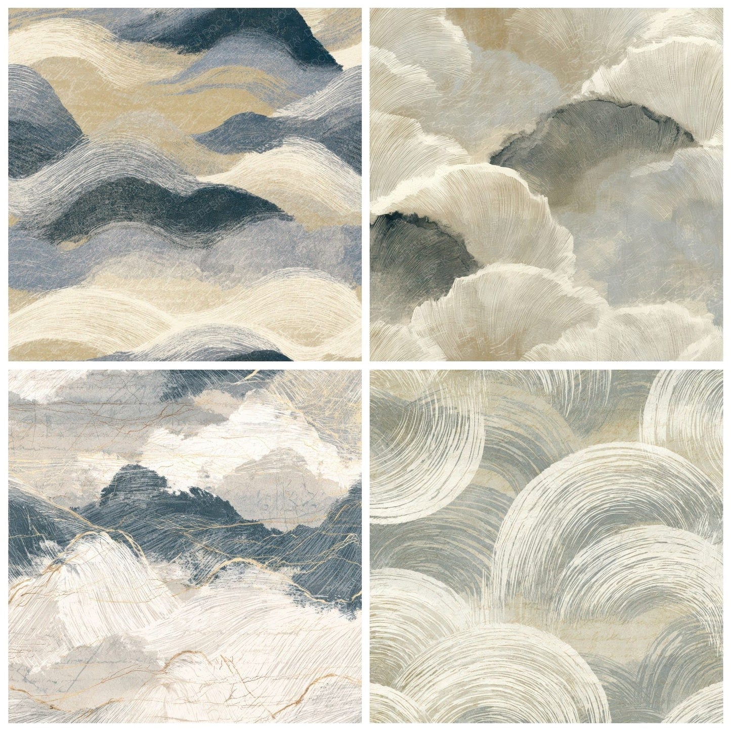 Drypoint Wave Crests Oyster Digital Paper Pack (DDD012730)