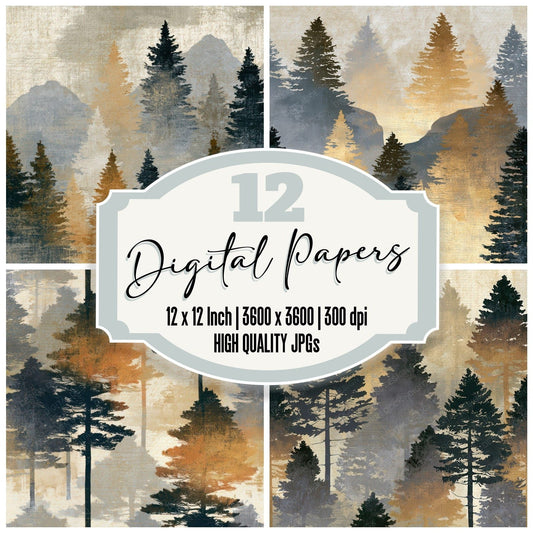 Egg Tempera Forest Treeline Sand Digital Paper Pack (DDD012731)