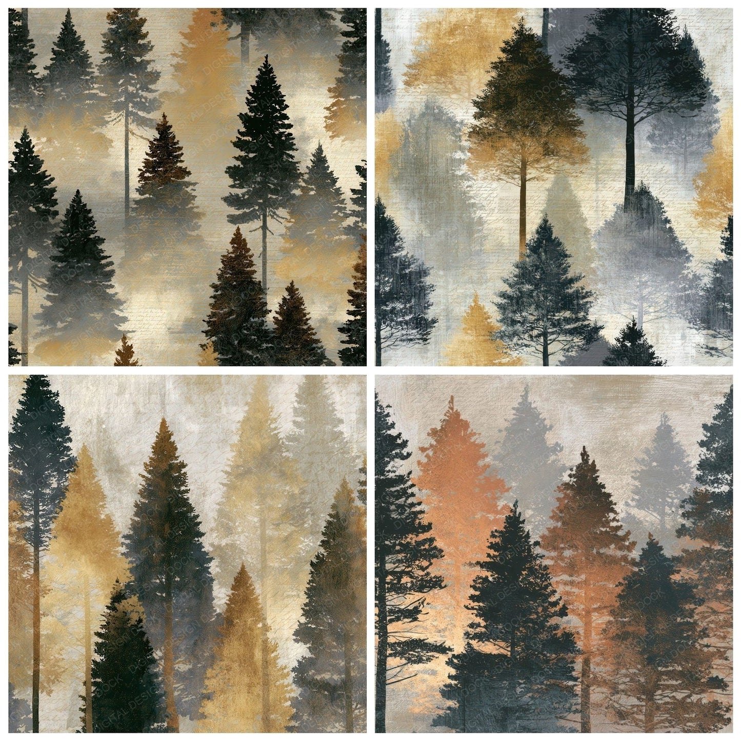 Egg Tempera Forest Treeline Sand Digital Paper Pack (DDD012731)