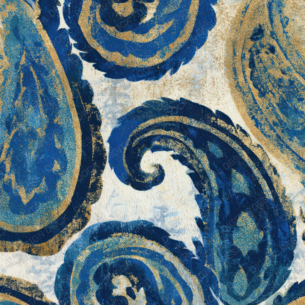 Egg Tempera Paisley Indigo Ivory Digital Paper Pack (DDD012732)