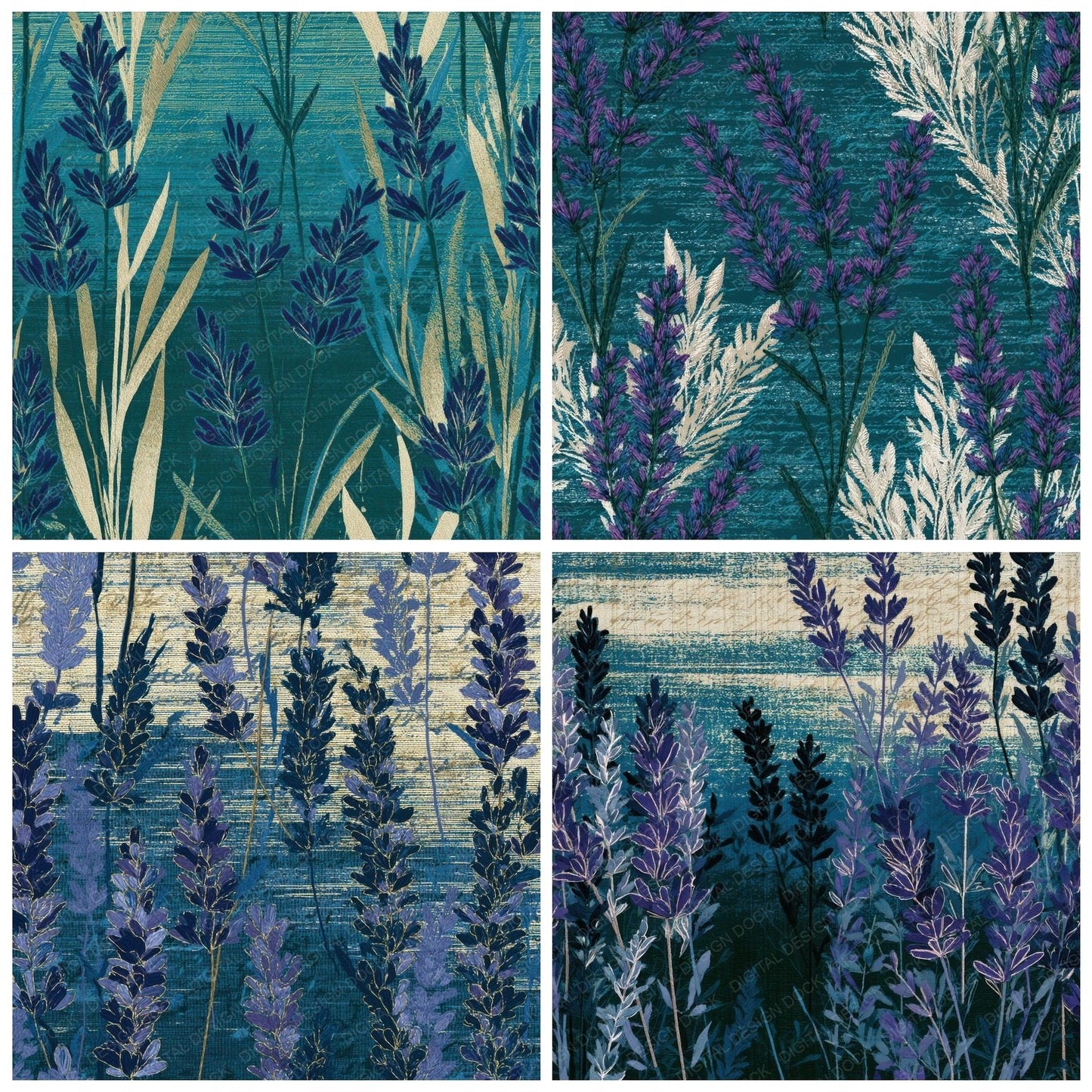 Embroidery Lavender Teal Bone Digital Paper Pack (DDD012733)