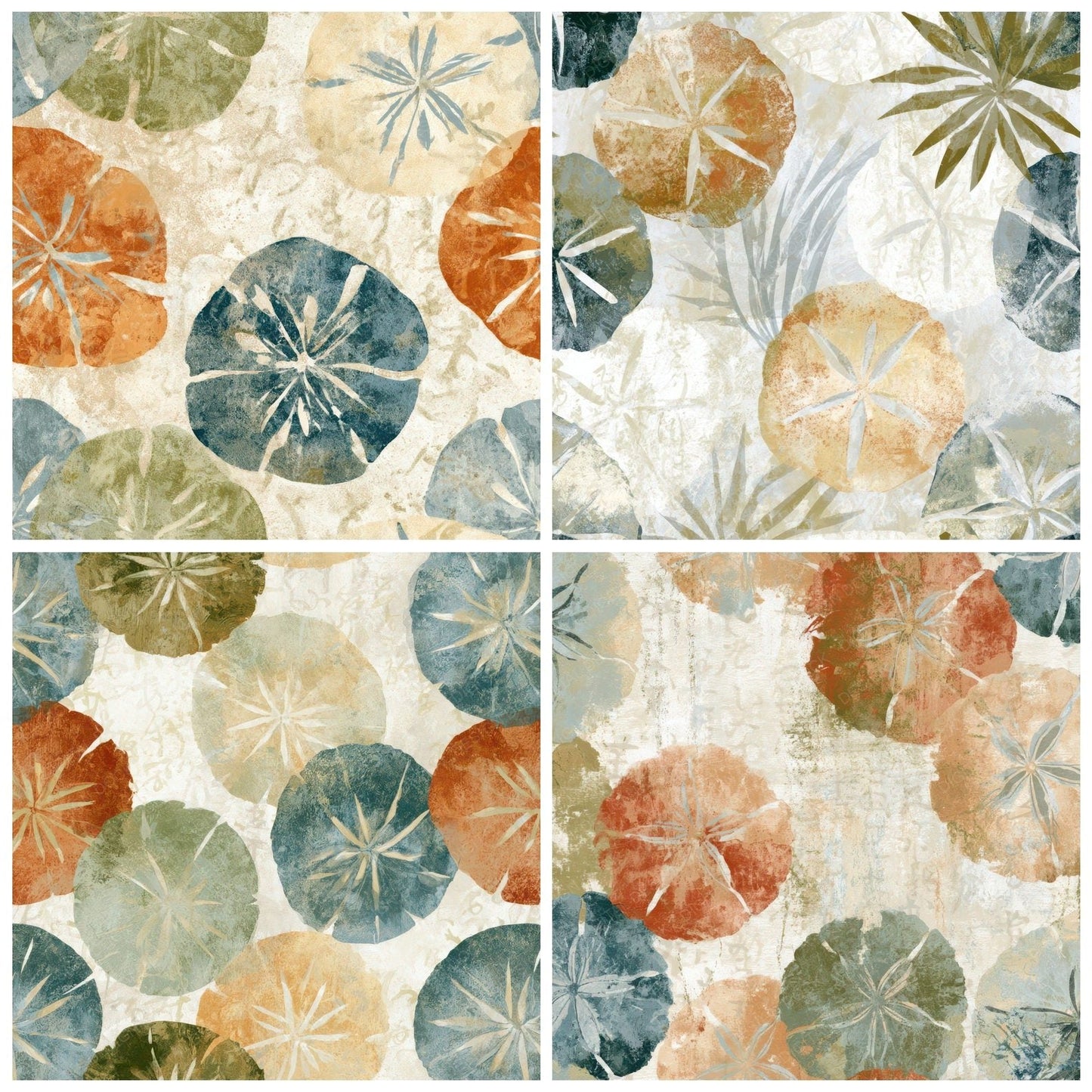 Fresco Sand Dollars Rust Moss Ivory Digital Paper Pack (DDD012736)