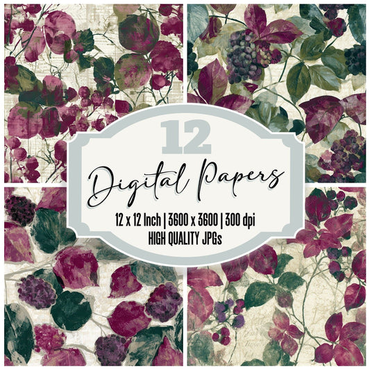 Lithograph Blackberry Magenta Seamless Digital Paper Pack (DDD012738)