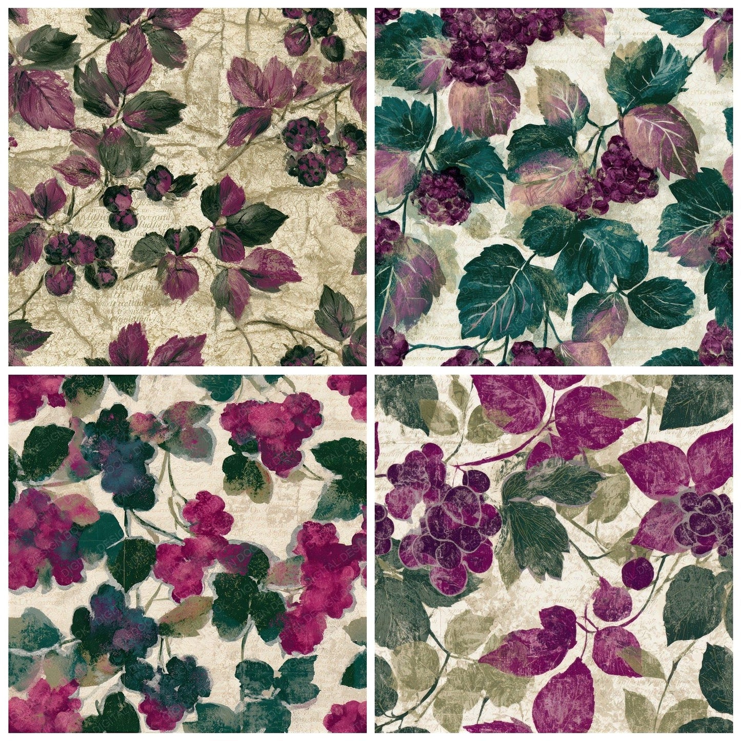 Lithograph Blackberry Magenta Seamless Digital Paper Pack (DDD012738)