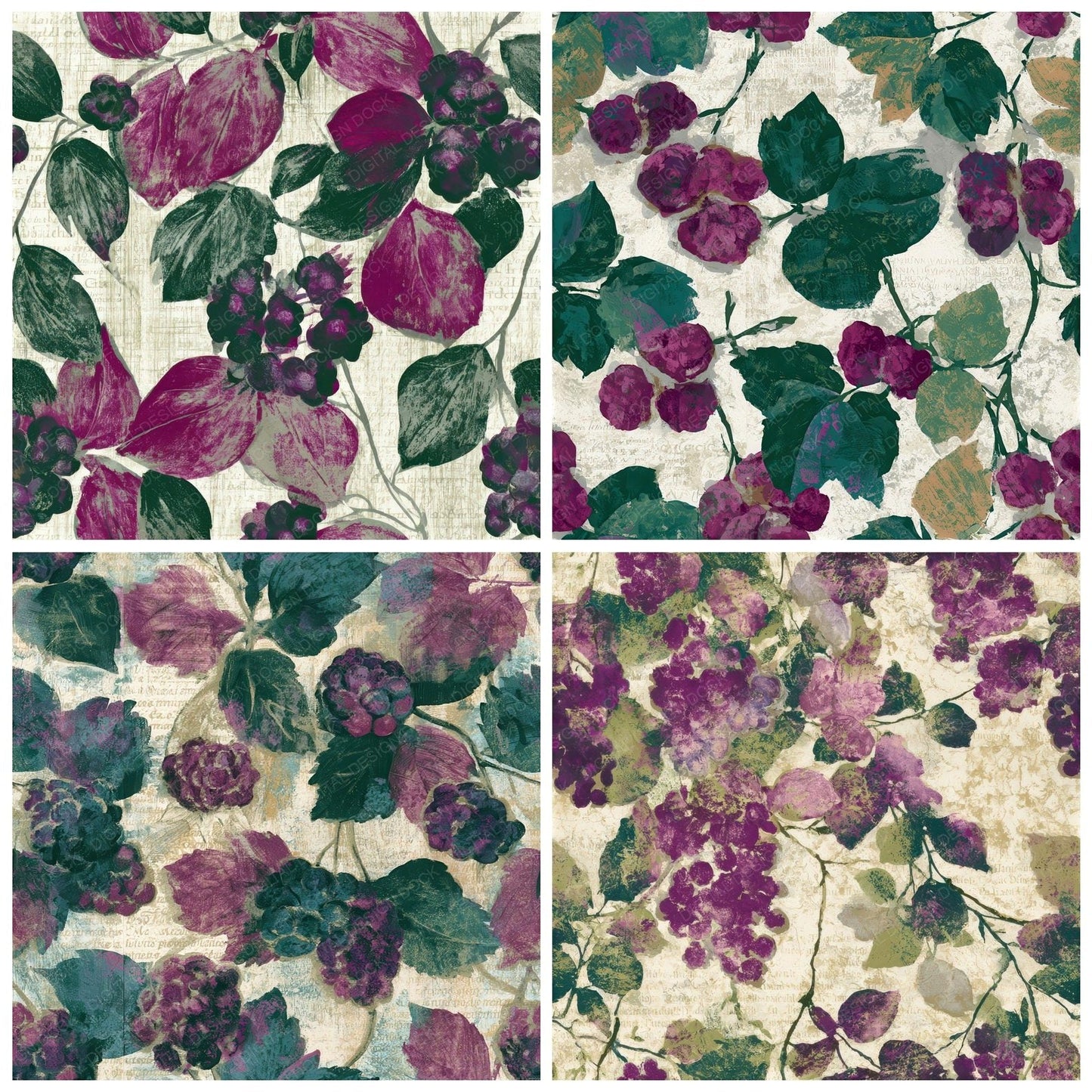 Lithograph Blackberry Magenta Seamless Digital Paper Pack (DDD012738)