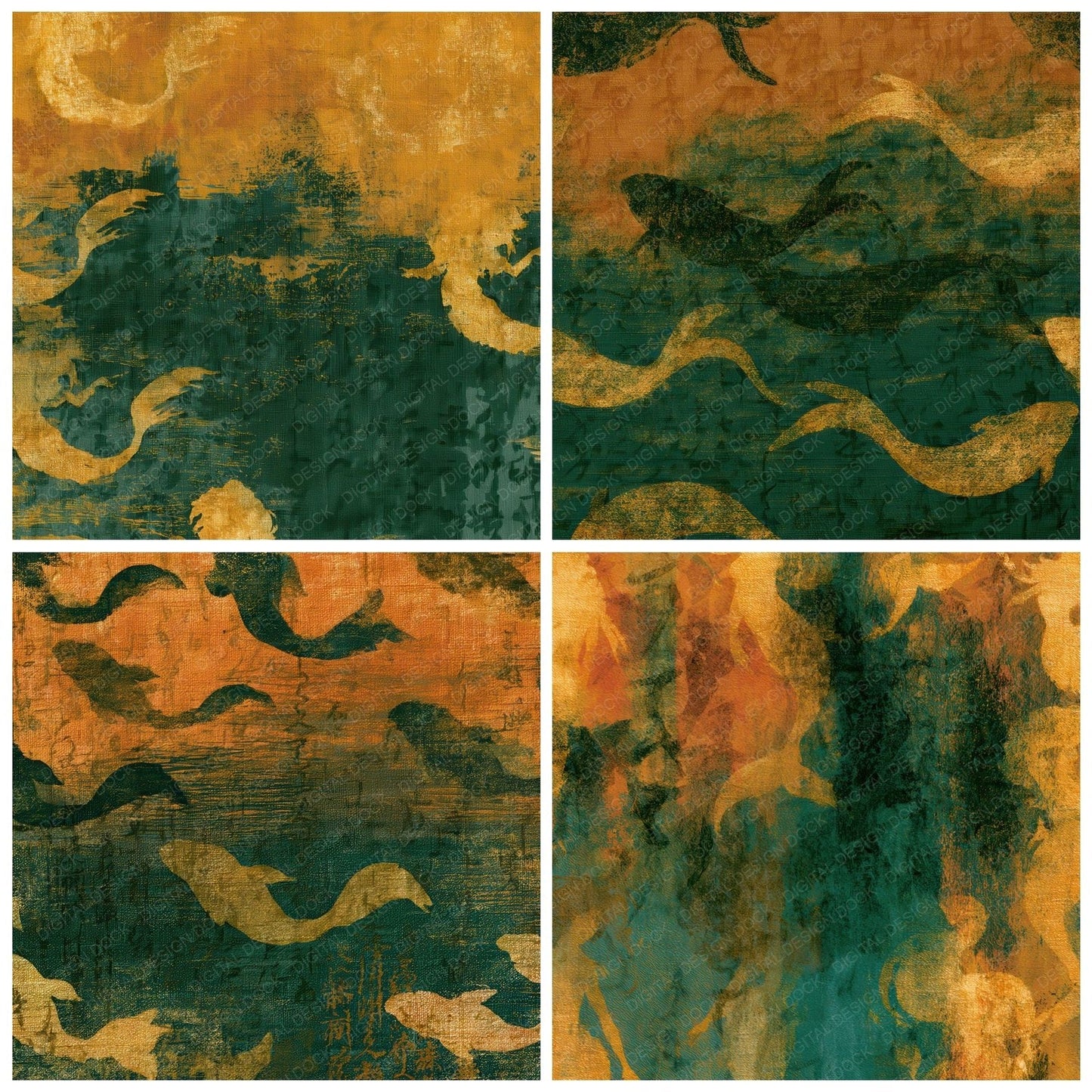 Lithograph Mermaid Amber Forest Green Digital Paper Pack (DDD012739)