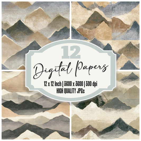 Lithograph Mountain Peaks Biscuit Seamless Digital Paper Pack (DDD012740)