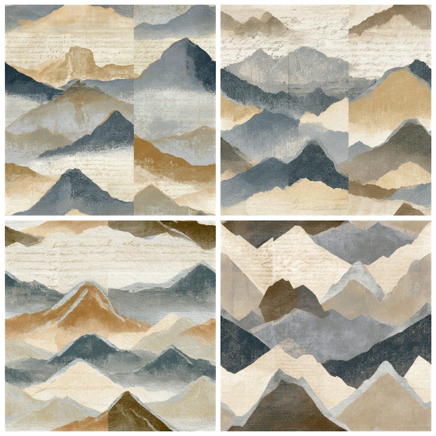 Lithograph Mountain Peaks Biscuit Seamless Digital Paper Pack (DDD012740)