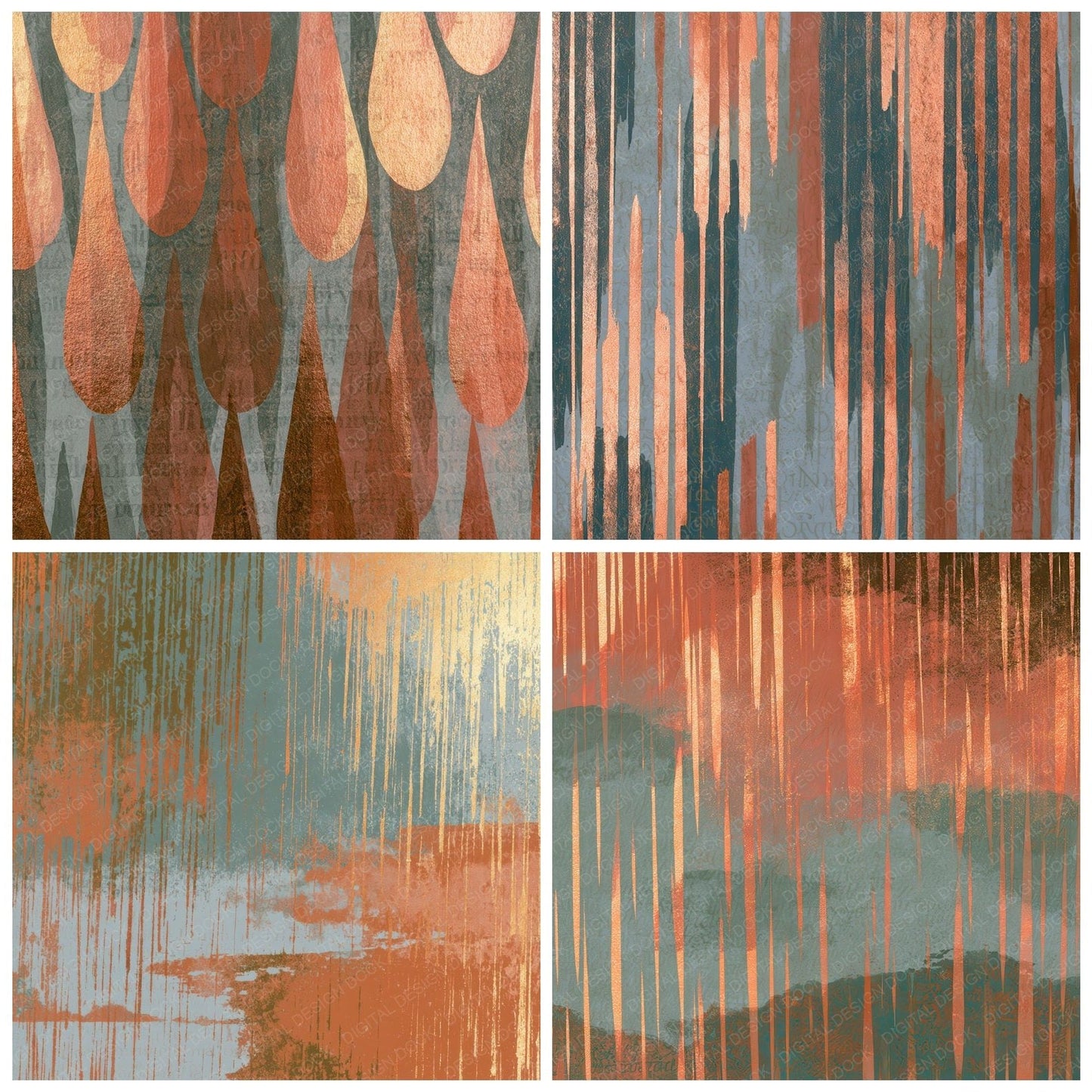 Screenprint Rain Streaks Terracotta Digital Paper Pack (DDD012742)