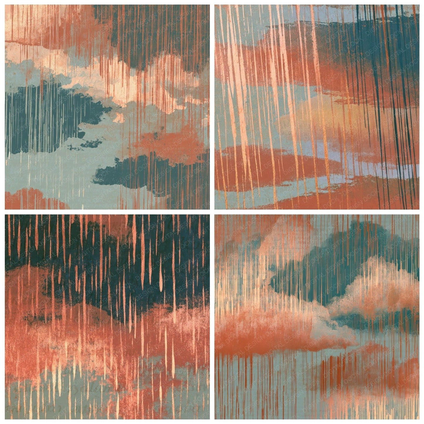 Screenprint Rain Streaks Terracotta Digital Paper Pack (DDD012742)