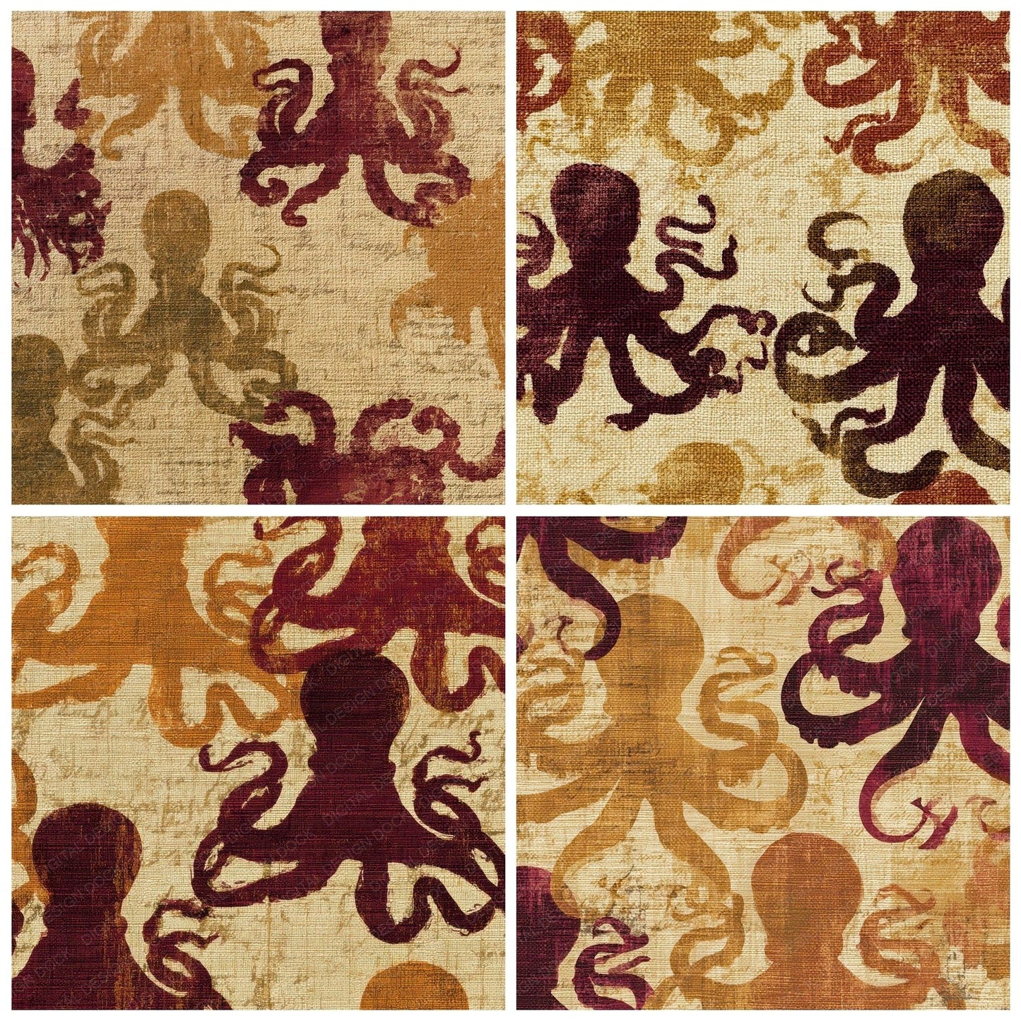 Tapestry Octopus Cinnamon Burgundy Digital Paper Pack (DDD012744)