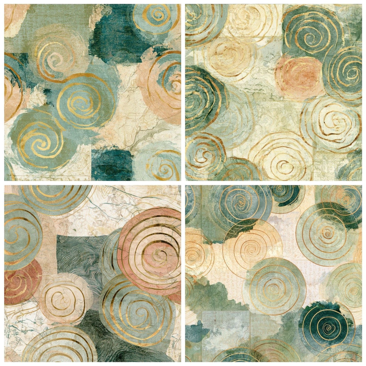 Antique Map Spiral Sage Primrose Digital Paper Pack (DDD012747)