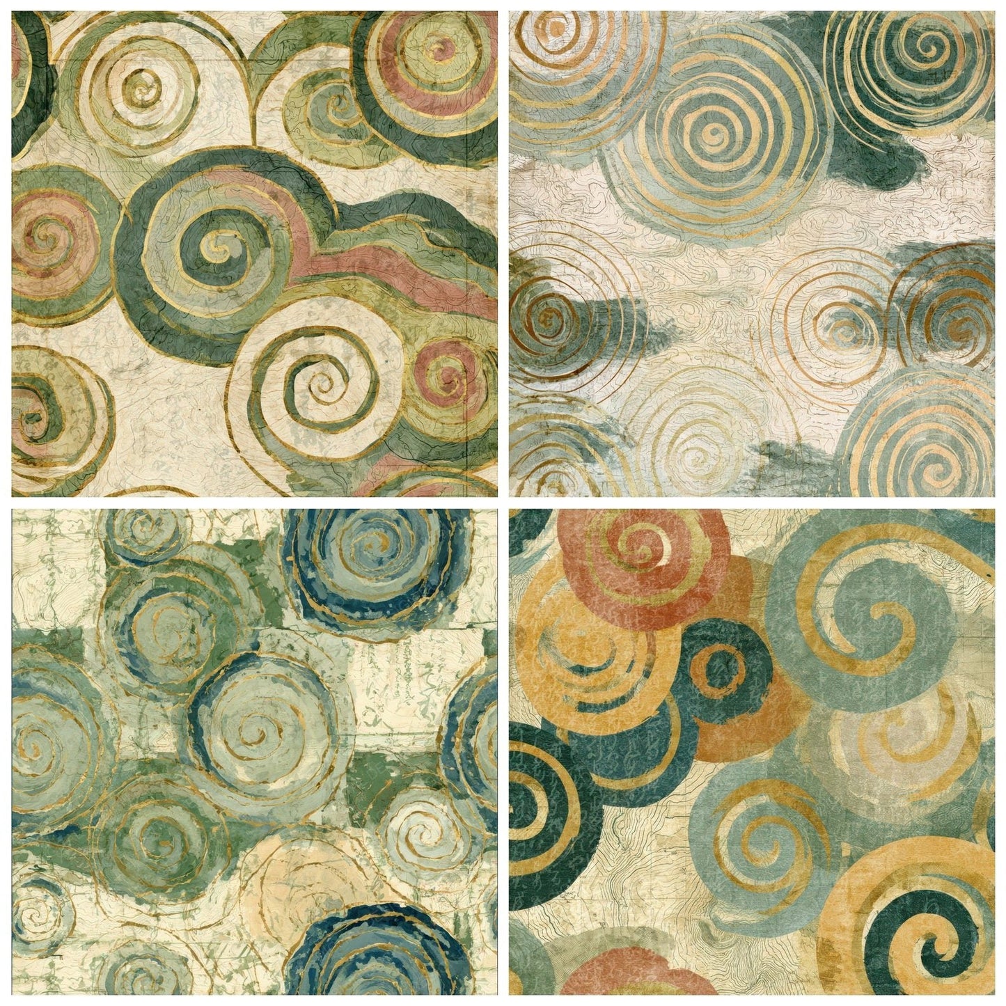 Antique Map Spiral Sage Primrose Digital Paper Pack (DDD012747)