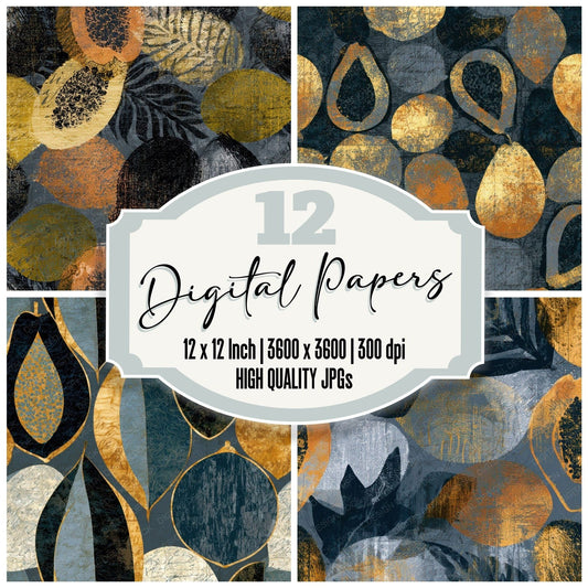 Antique Map Tropical Fruit Slate Digital Paper Pack (DDD012748)