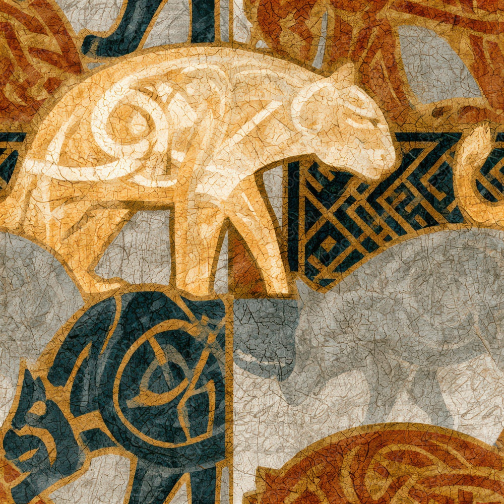 Batik Celtic Knot Animals Seamless Digital Paper Pack (DDD012749)