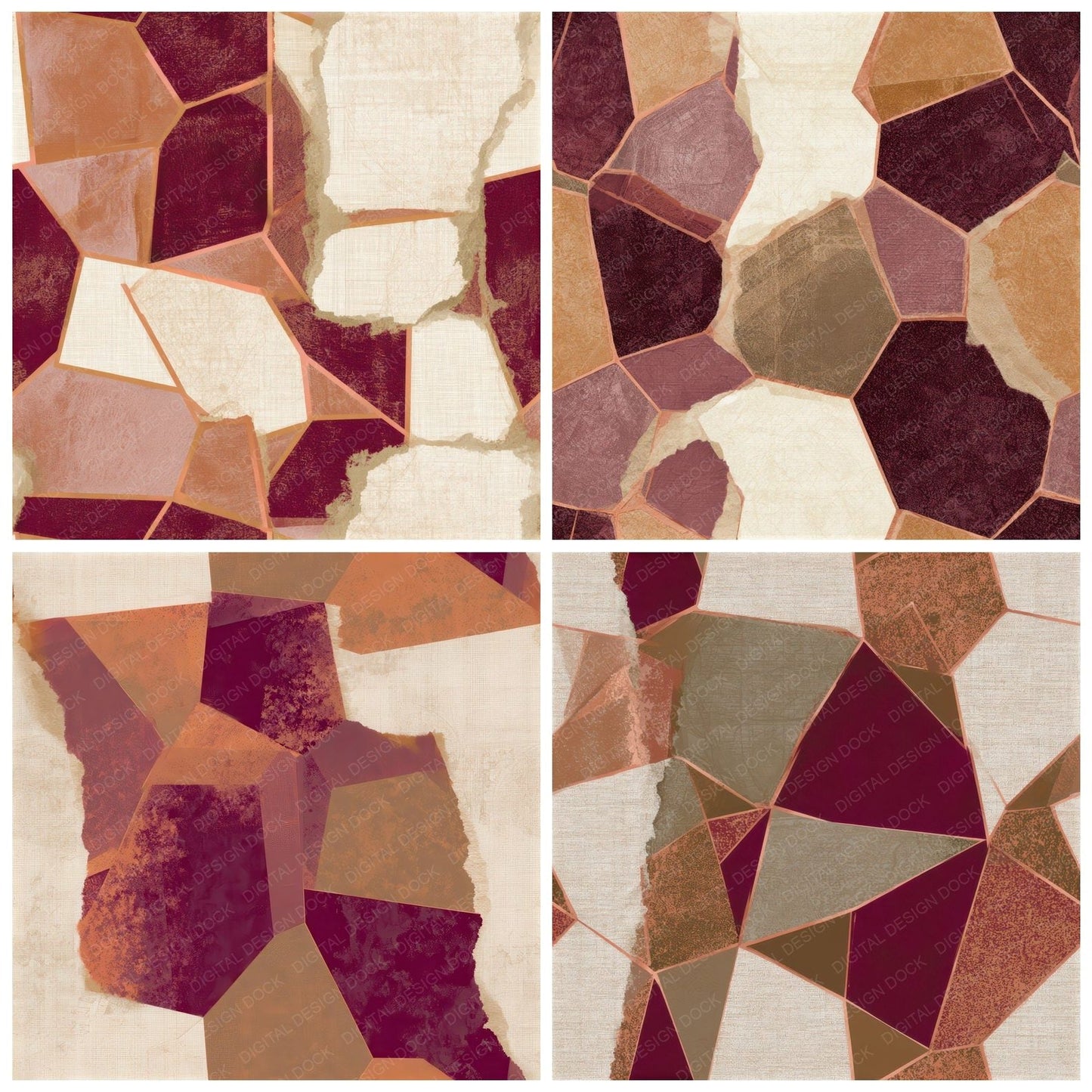 Collage Geometric Tessellations Cinnamon Seamless Digital Paper Pack (DDD012751)