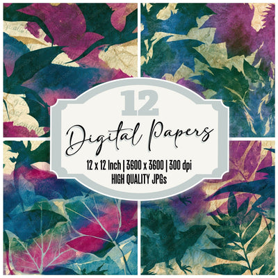 Cyanotype Dragon Magenta Green Digital Paper Pack (DDD012752)