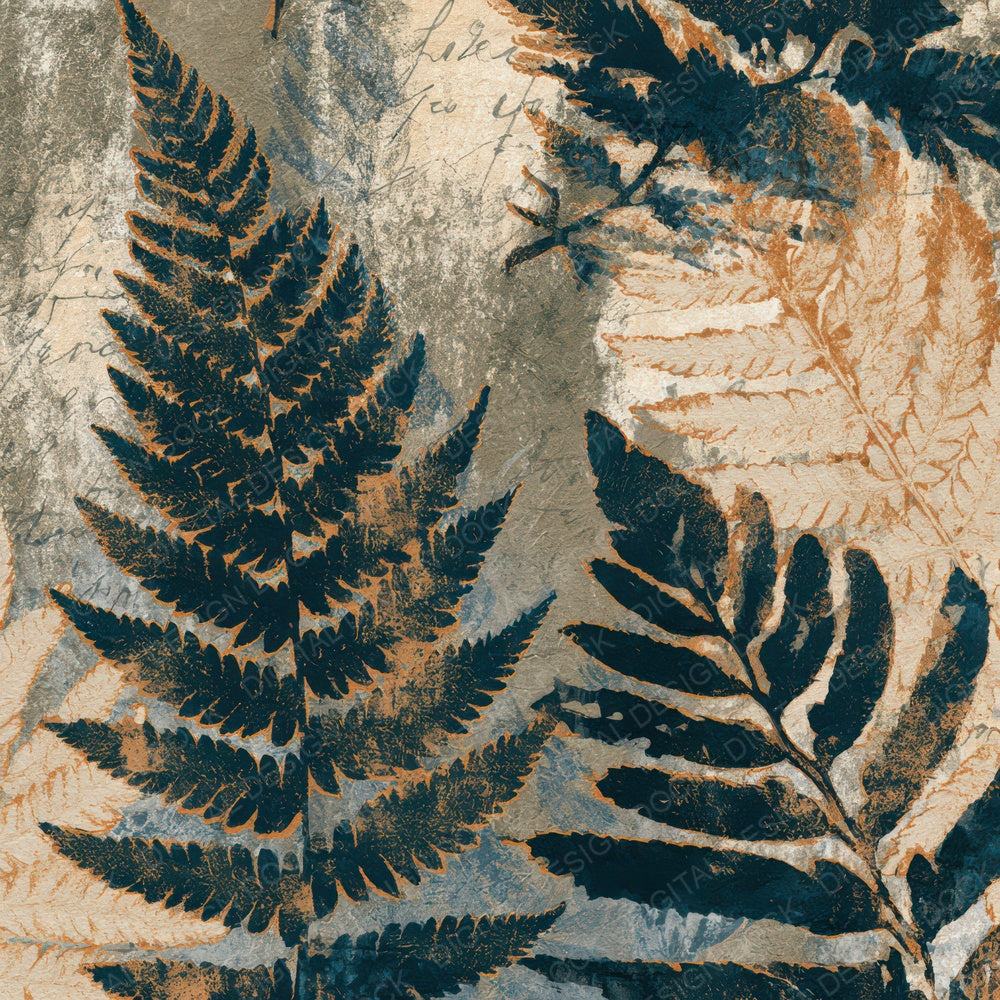 Cyanotype Fern Bone Stone Digital Paper Pack (DDD012753)