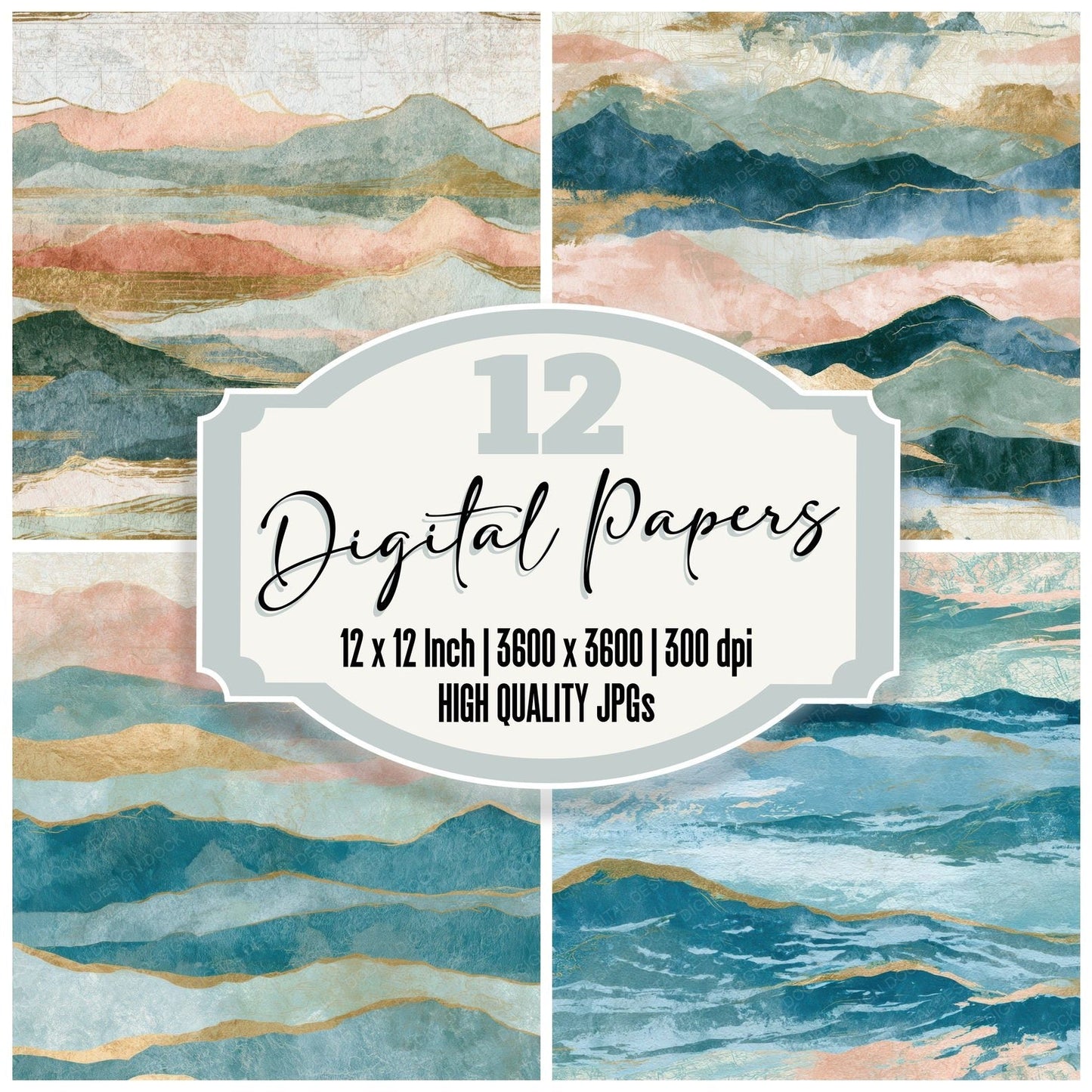 Cyanotype Tundra Blush Mint Digital Paper Pack (DDD012754)