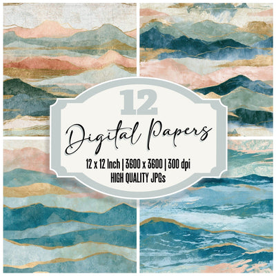 Cyanotype Tundra Blush Mint Digital Paper Pack (DDD012754)