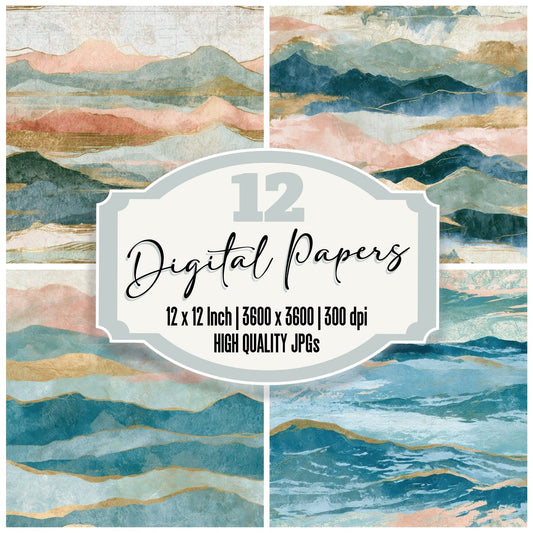 Cyanotype Tundra Blush Mint Digital Paper Pack (DDD012754)