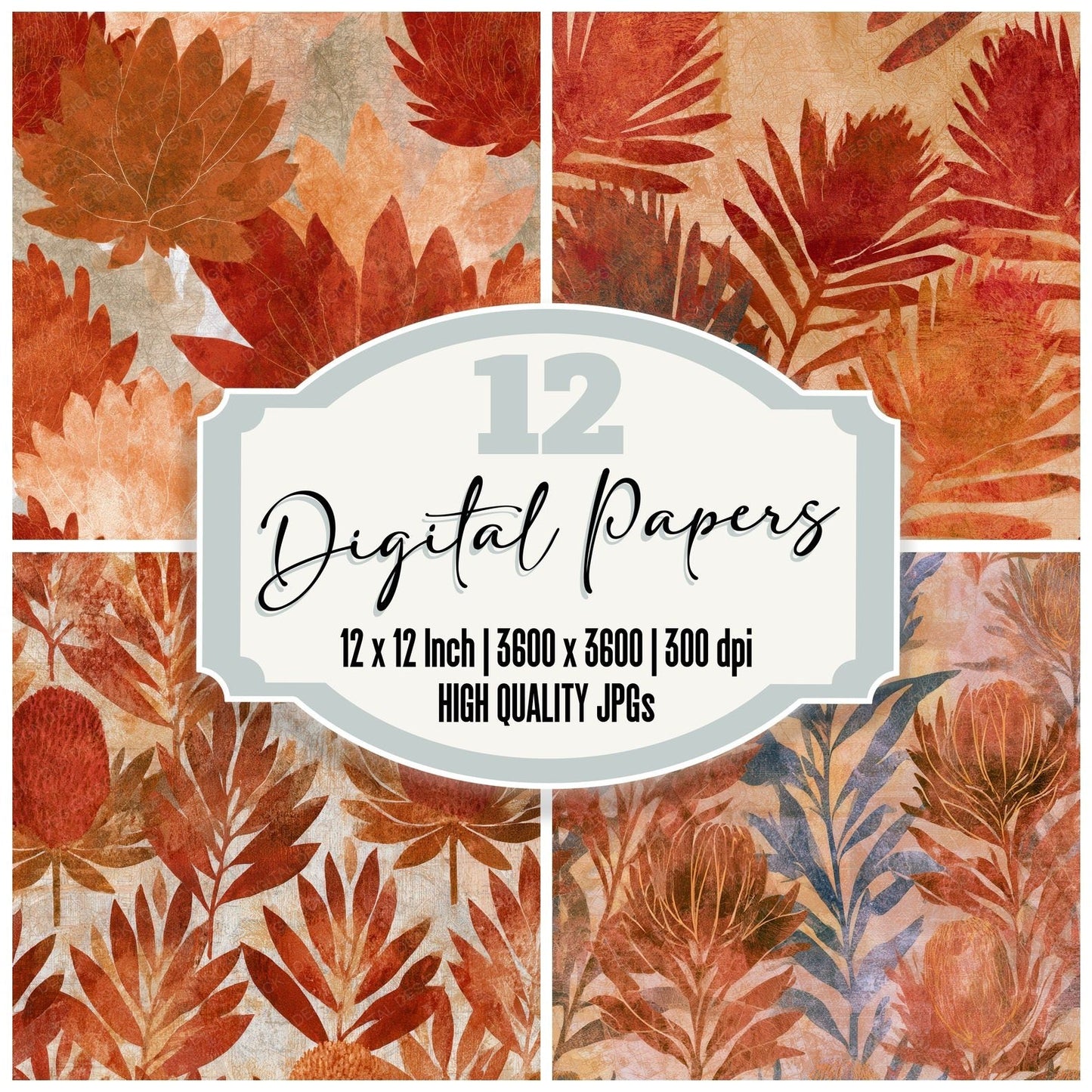 Infrared Banksia Rust Oat Digital Paper Pack (DDD012756)
