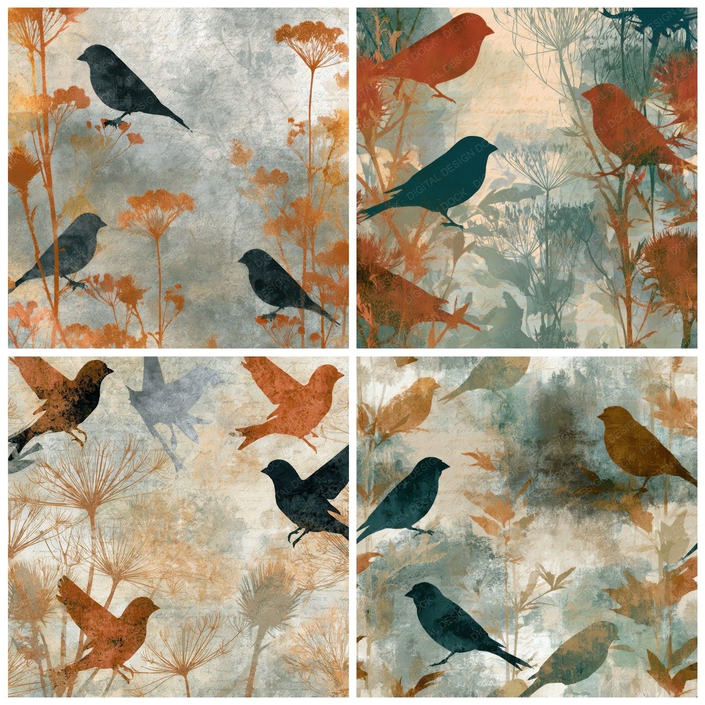 Photogram Goldfinch Terracotta Sage Digital Paper Pack (DDD012757)