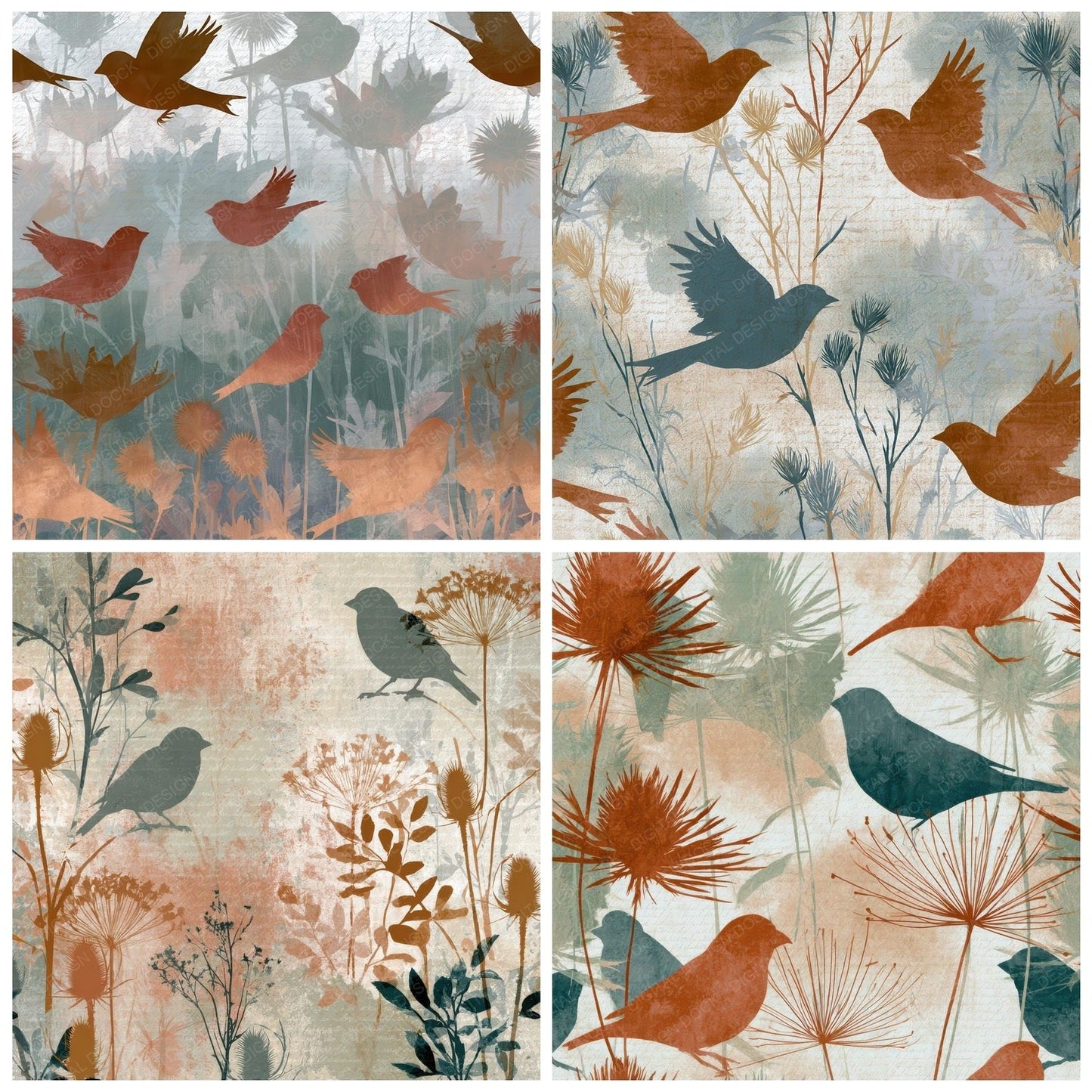 Photogram Goldfinch Terracotta Sage Digital Paper Pack (DDD012757)