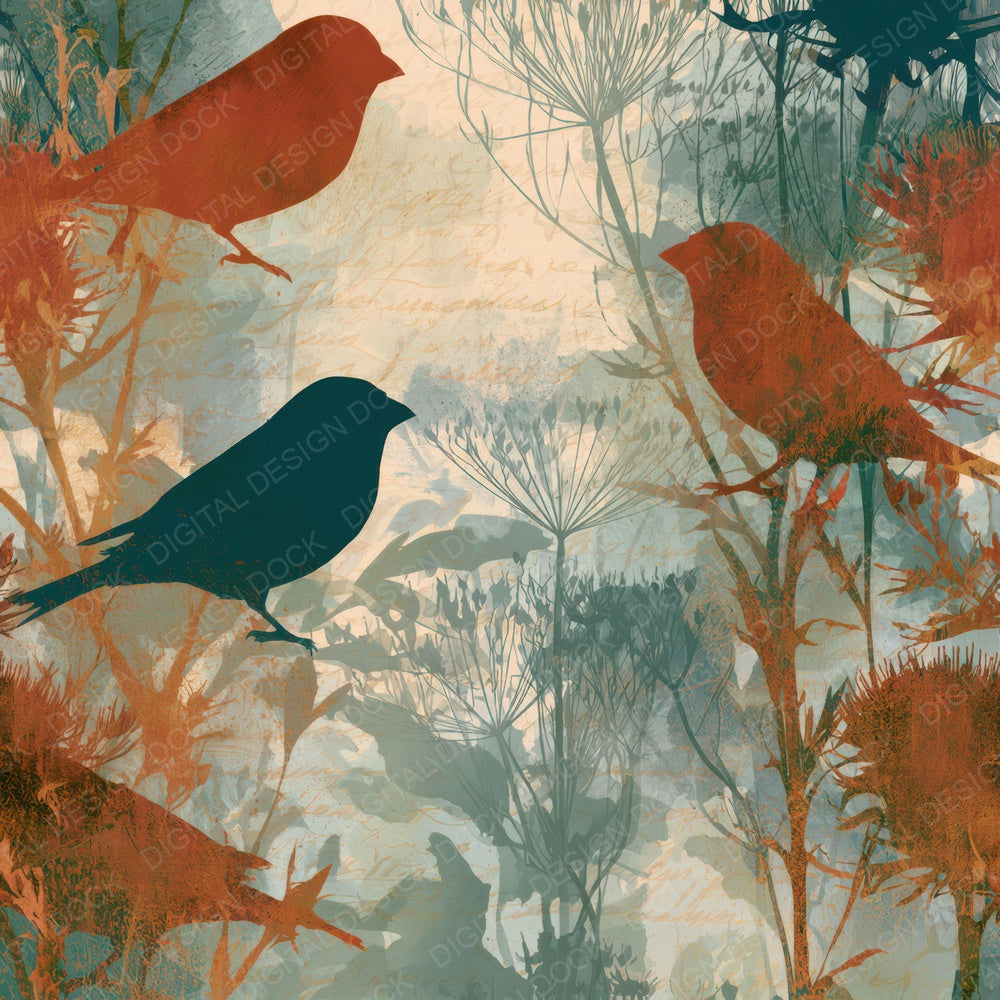 Photogram Goldfinch Terracotta Sage Digital Paper Pack (DDD012757)