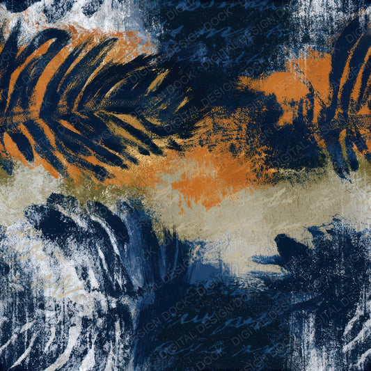 Sumi-e Banksia Navy Rust Seamless Digital Paper Pack (DDD012761)
