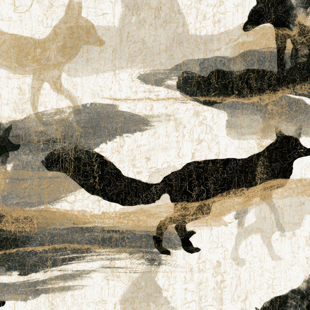 Sumi-e Kitsune Bone Brass Digital Paper Pack (DDD012762)