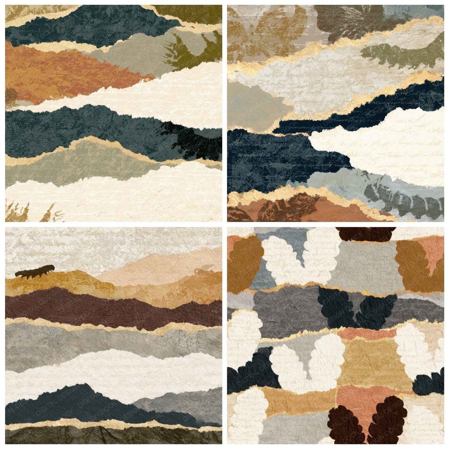 Torn Paper Caterpillar Mushroom Ivory Digital Paper Pack (DDD012763)