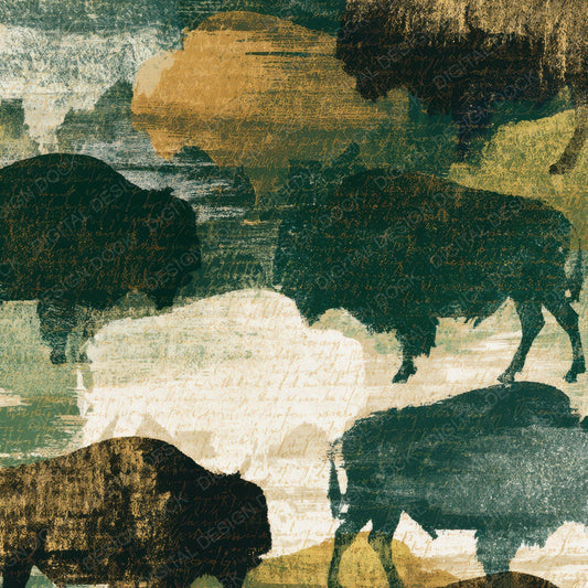 Woodblock Buffalo Forest Bone Digital Paper Pack (DDD012764)