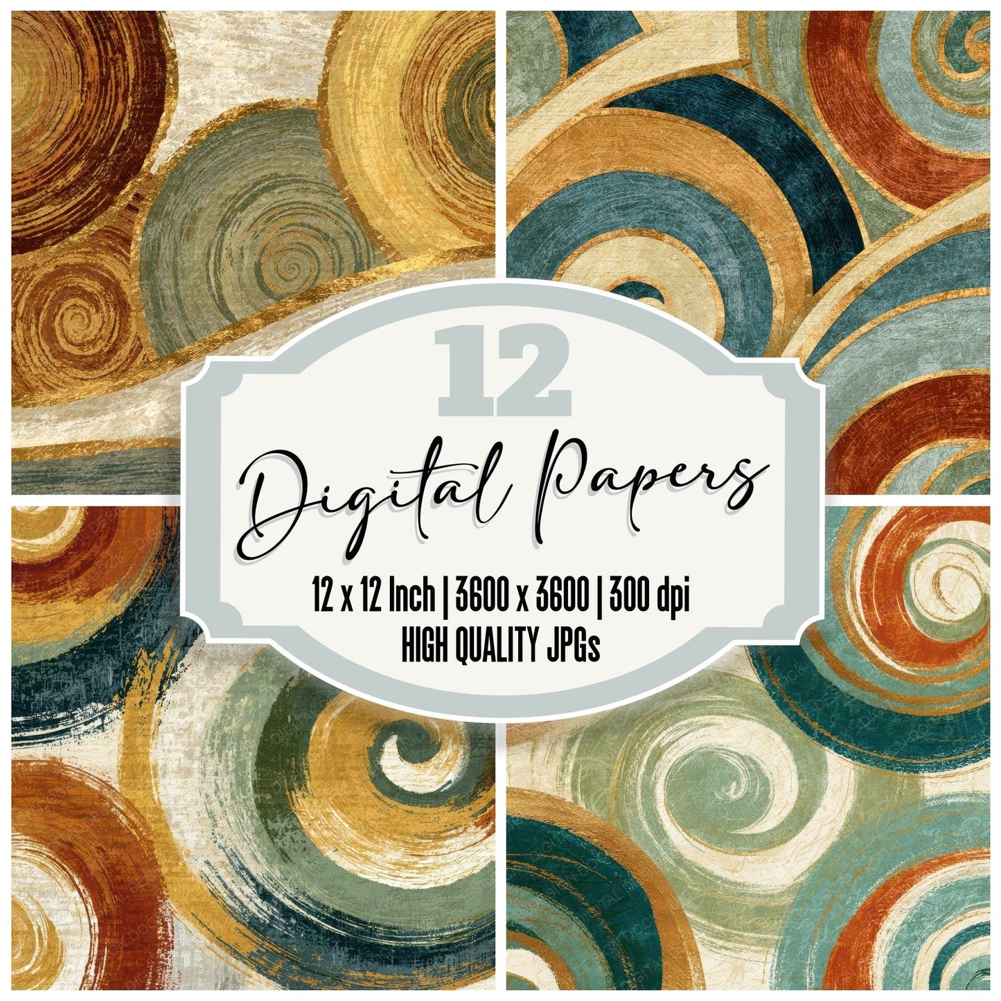 Egg Tempera Spiral Adobe Sage Digital Paper Pack (DDD012765)