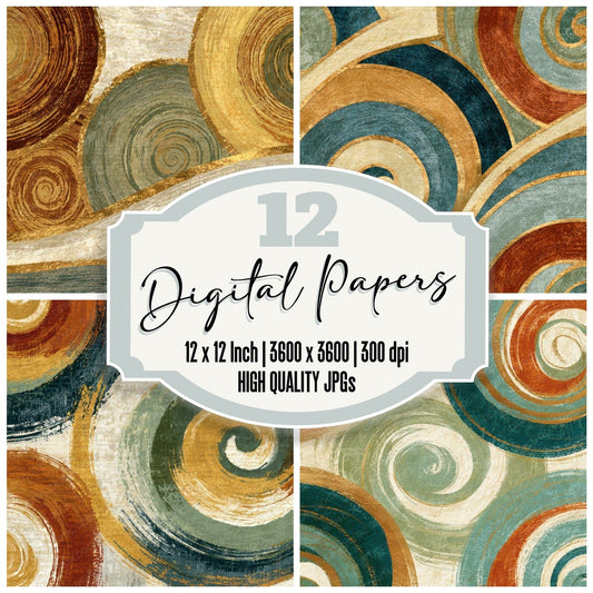 Egg Tempera Spiral Adobe Sage Digital Paper Pack (DDD012765)