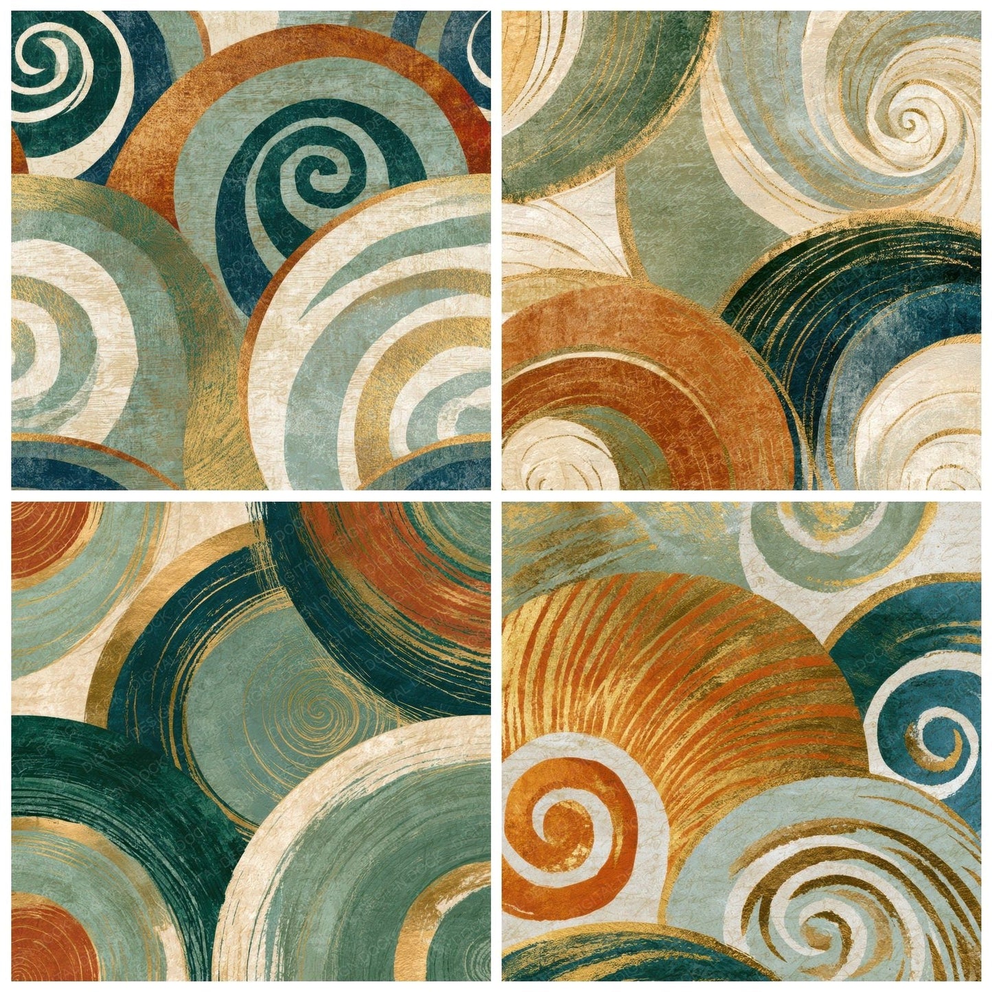 Egg Tempera Spiral Adobe Sage Digital Paper Pack (DDD012765)