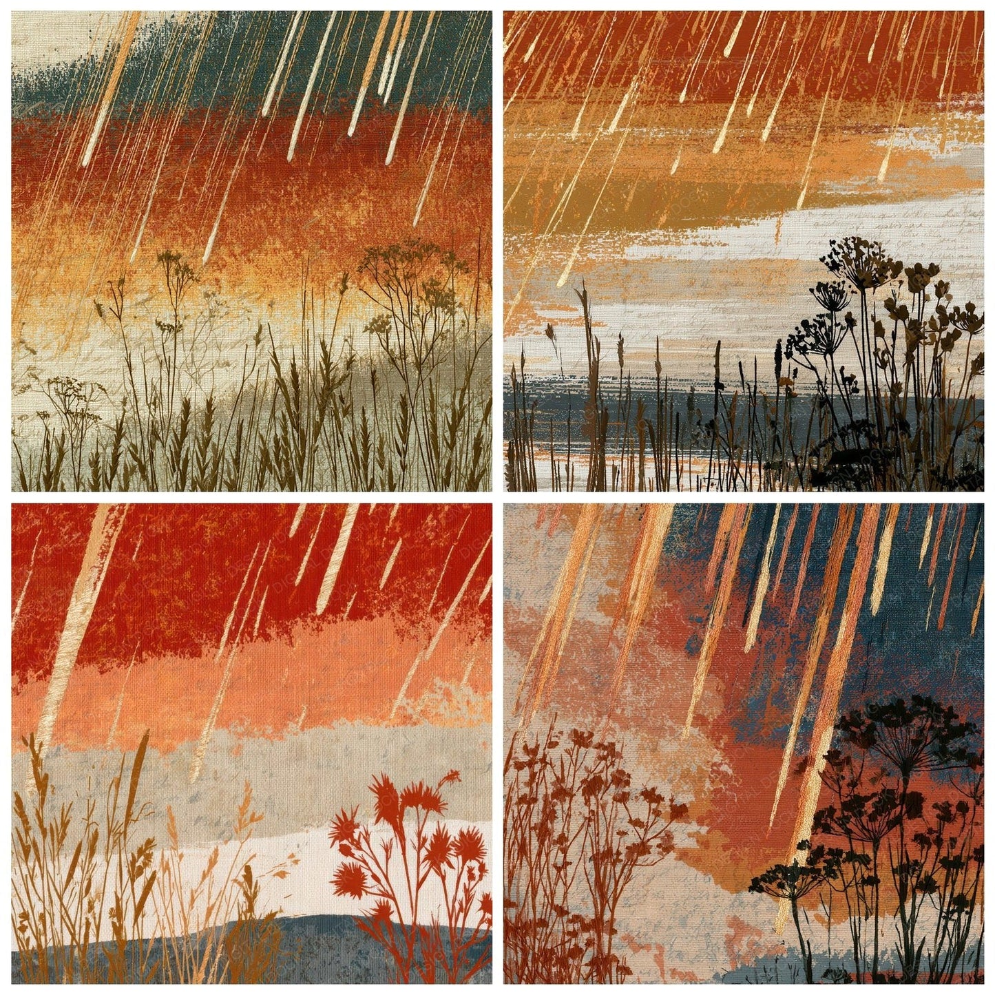 Embroidery Meteor Shower Terracotta Digital Paper Pack (DDD012766)