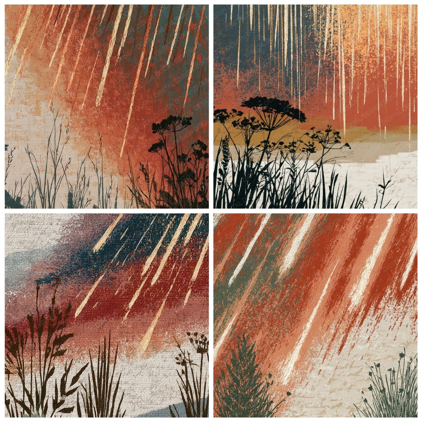 Embroidery Meteor Shower Terracotta Digital Paper Pack (DDD012766)