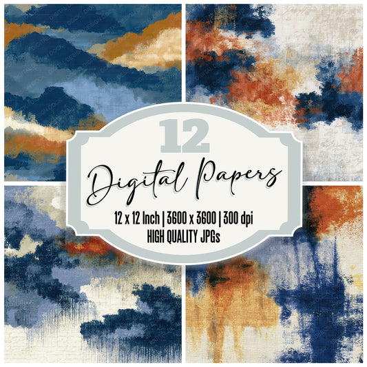 Embroidery Shibori Rust Gold Digital Paper Pack (DDD012767)