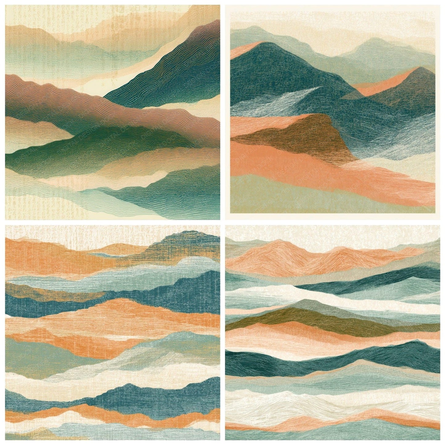 Engraving Desert Dunes Papaya Jade Digital Paper Pack (DDD012768)