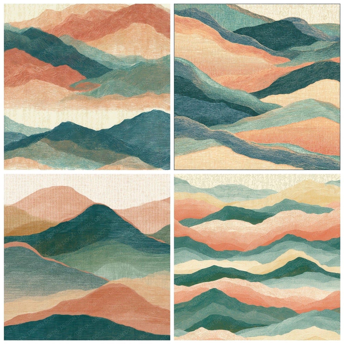 Engraving Desert Dunes Papaya Jade Digital Paper Pack (DDD012768)