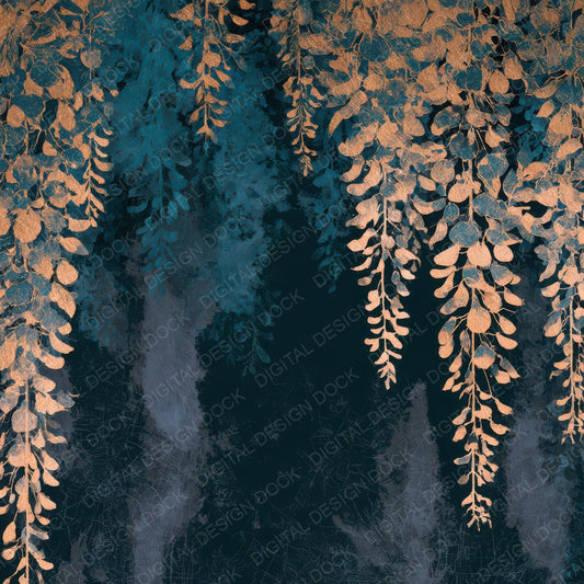 Ink Wash Wisteria Teal Brass Digital Paper Pack (DDD012769)