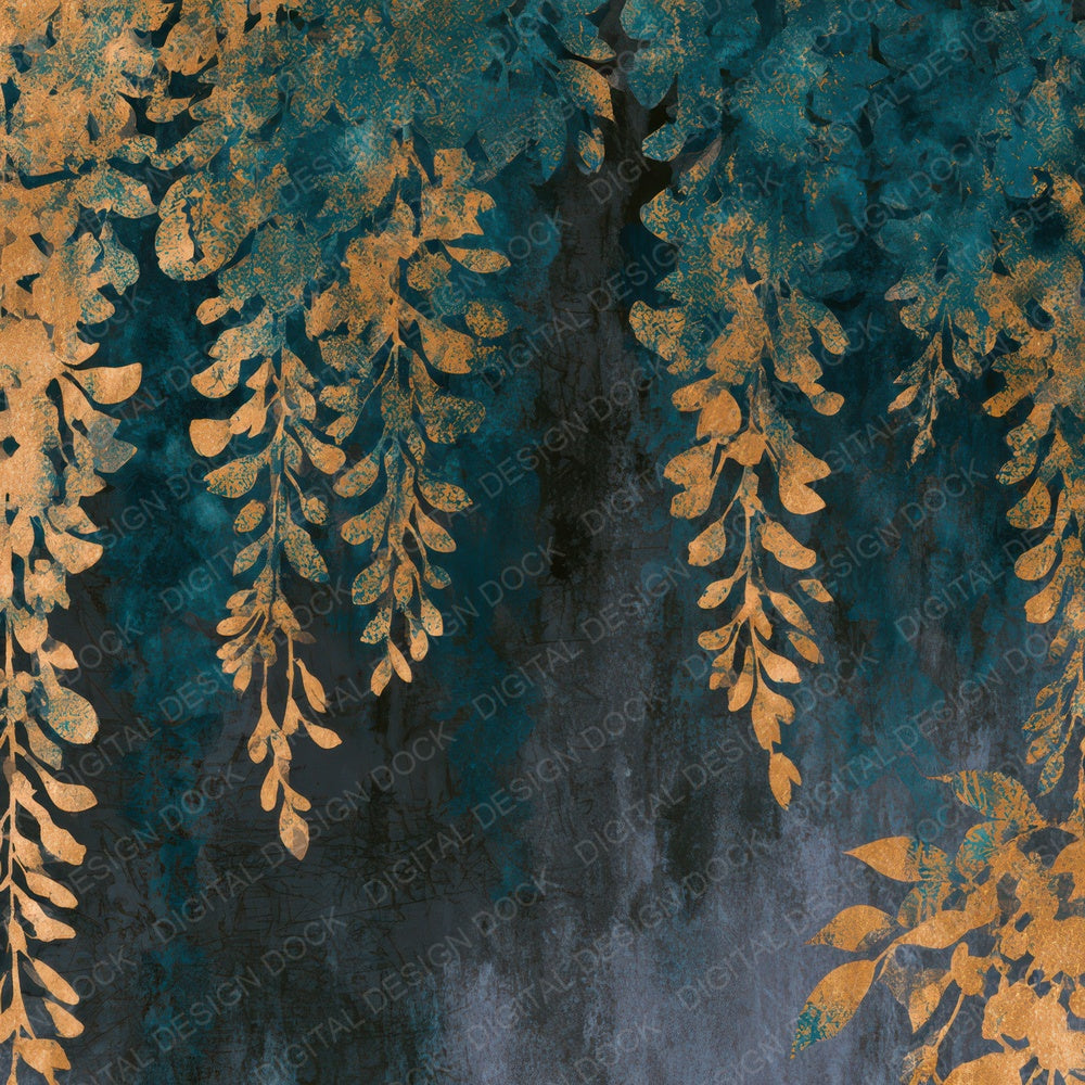Ink Wash Wisteria Teal Brass Digital Paper Pack (DDD012769)
