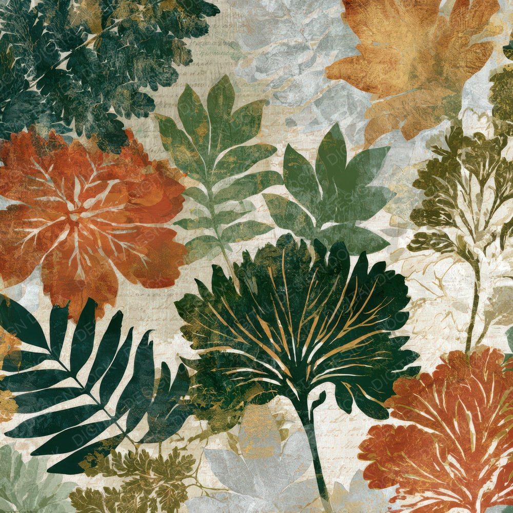 Photogram Morris Florals Rust Seamless Digital Paper Pack (DDD012772)
