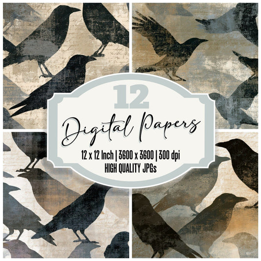 Photogram Raven Mushroom Ivory Digital Paper Pack (DDD012773)