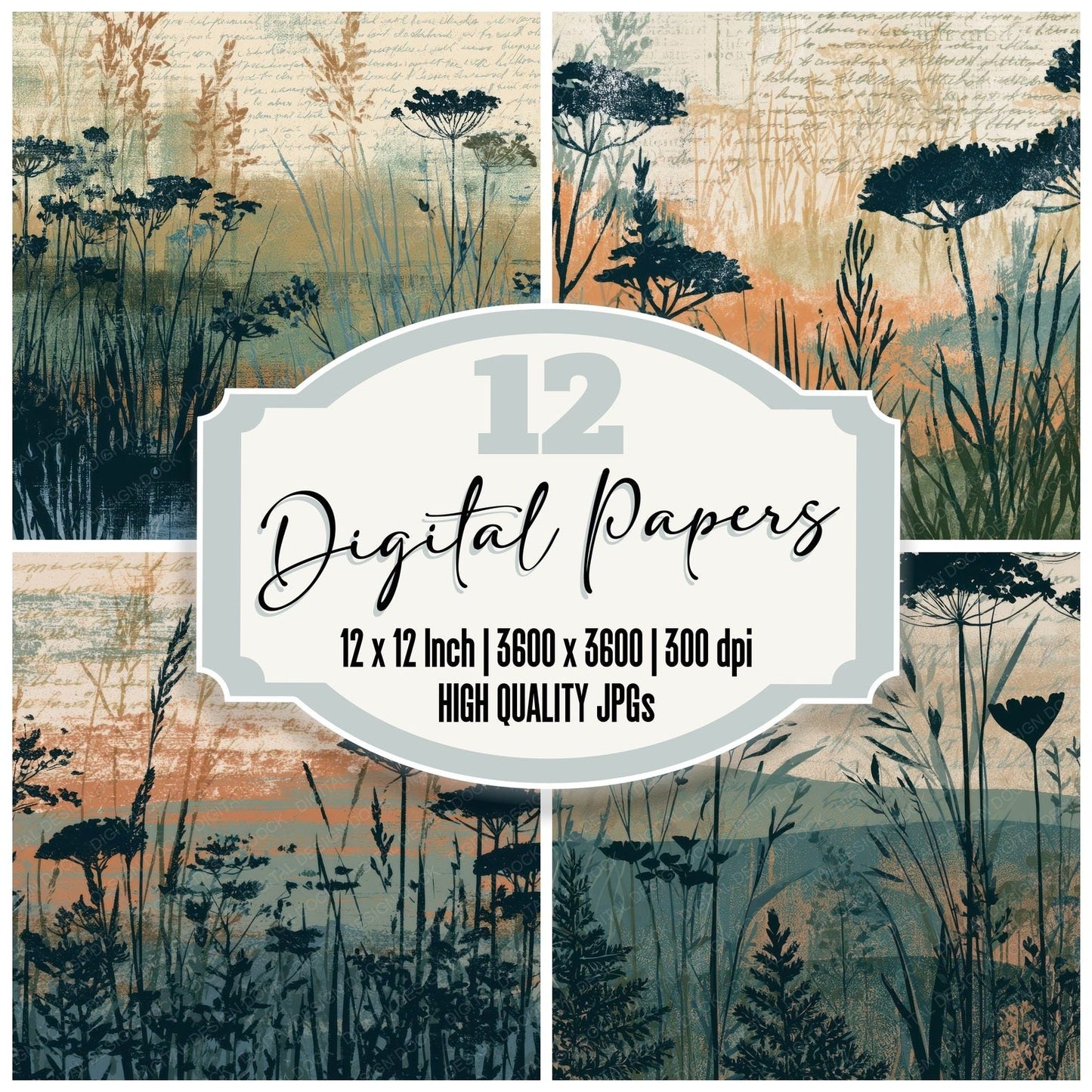 Risograph Meadow Sage Adobe Digital Paper Pack (DDD012774)